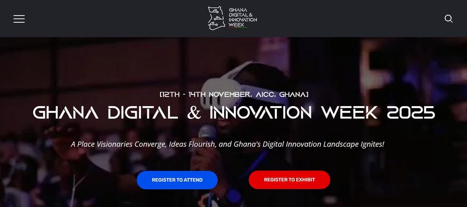 Ghana Digital & Innovation Week 2025 website homepage