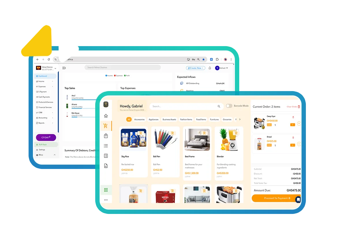 Built web dashboard and point of sale screen