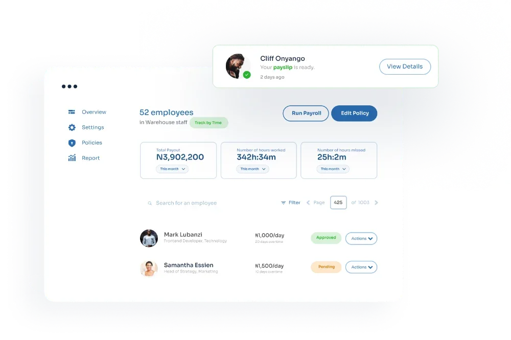 SeamlessHR overview with employee and payroll totals
